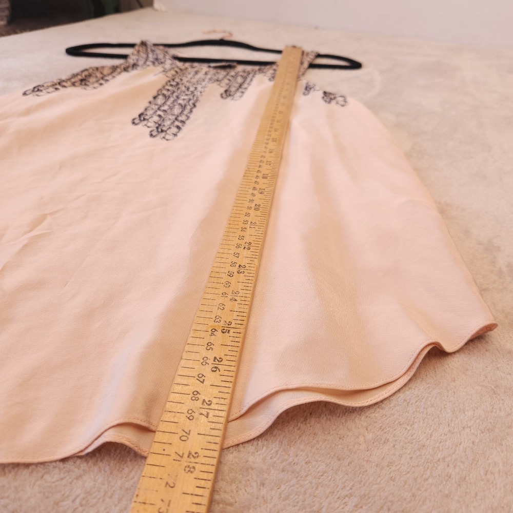 Reiss 1971 100% Silk Blush Pink Navy Print Sleeveless Blouse Size 6 Boho - Picture 7 of 13